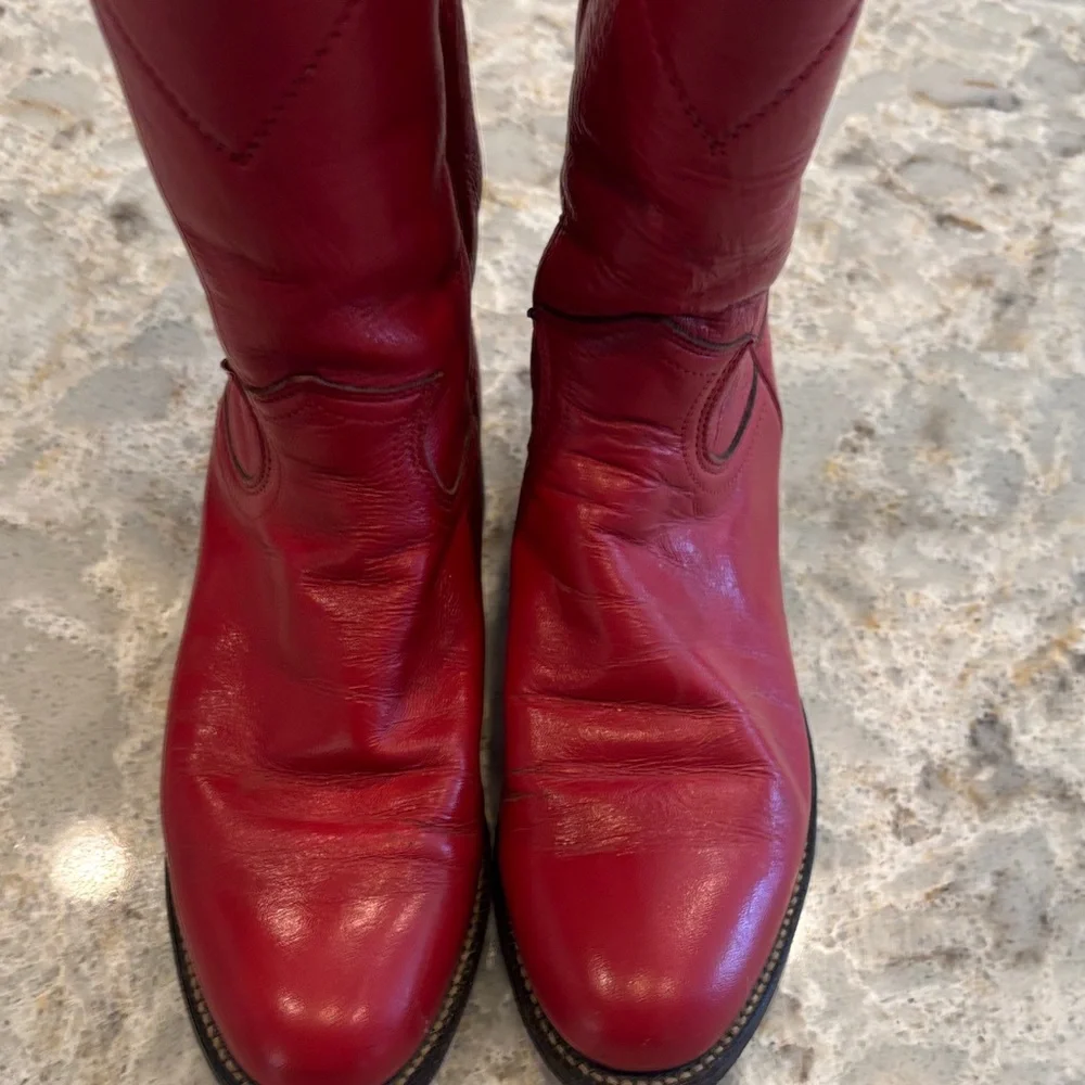 Justin Boots Red Heeled Women's Boots 4A - Picture 6 of 8